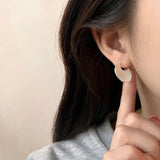 925 Silver Geometric Texture Clip Earrings for Women