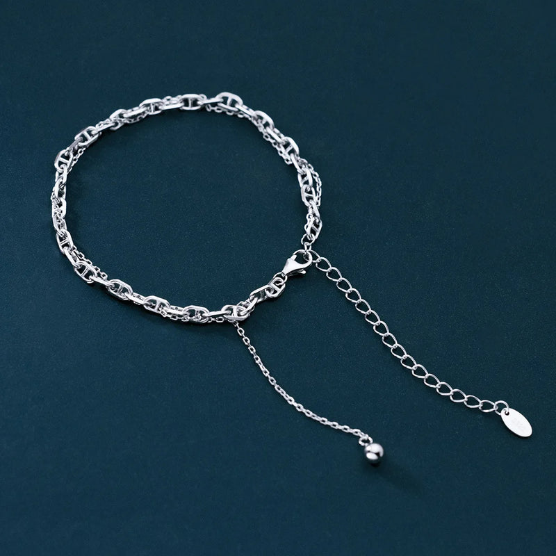 925 Sterling Silver Bead Bracelet Retro Tassel Hypoallergenic Jewelry