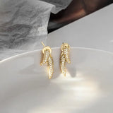925 Silver Line Earrings Micro-paved Front Back Post Stud Hypoallergenic
