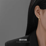 925 Silver Line Earrings Micro-paved Front Back Post Stud Hypoallergenic