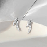 925 Silver Line Earrings Micro-paved Front Back Post Stud Hypoallergenic