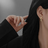 925 Silver Line Earrings Micro-paved Front Back Post Stud Hypoallergenic