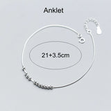925 Sterling Silver Balls Bracelet for Women Link Chain Anklet Fine Jewelry