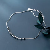 925 Sterling Silver Balls Bracelet for Women Link Chain Anklet Fine Jewelry