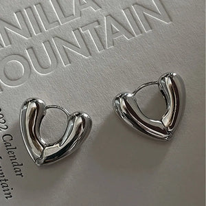 925 Silver Love Heart Clip Earrings Vintage Jewelry Women