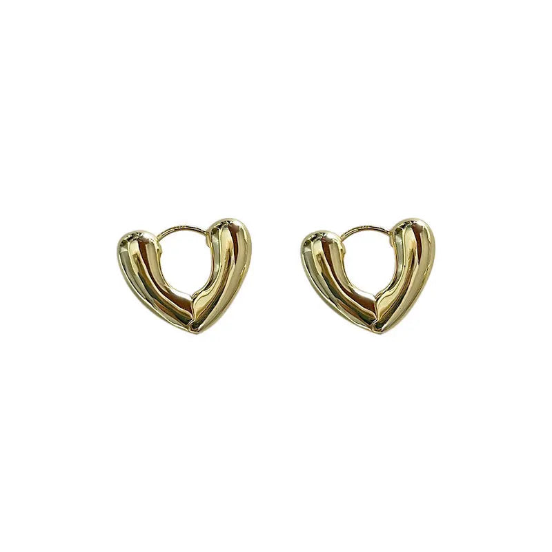 925 Silver Love Heart Clip Earrings Vintage Jewelry Women