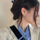 925 Silver Love Heart Clip Earrings Vintage Jewelry Women