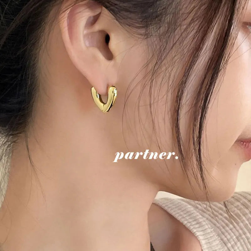 925 Silver Love Heart Clip Earrings Vintage Jewelry Women