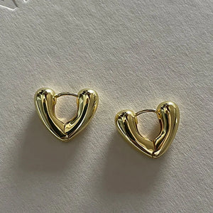 925 Silver Love Heart Clip Earrings Vintage Jewelry Women