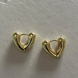 925 Silver Love Heart Clip Earrings Vintage Jewelry Women