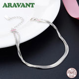925 Silver Layer Snake Chain Bracelet Women Fine Jewelry