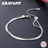 925 Silver Layer Snake Chain Bracelet Women Fine Jewelry