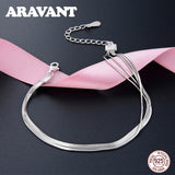 925 Silver Layer Snake Chain Bracelet Women Fine Jewelry