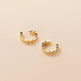 925 Sterling Silver Polygonal Ear Cuffs Golden Asymmetric Cartilage Earrings