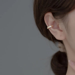 925 Sterling Silver Polygonal Ear Cuffs Golden Asymmetric Cartilage Earrings