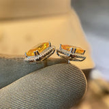 925 Silver Rectangle CZ Stud Earrings Wedding Jewelry
