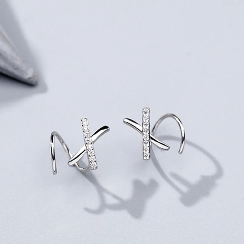 925 Sterling Silver Spiral Earrings Minimalist Ear Cuff Wrap Earring