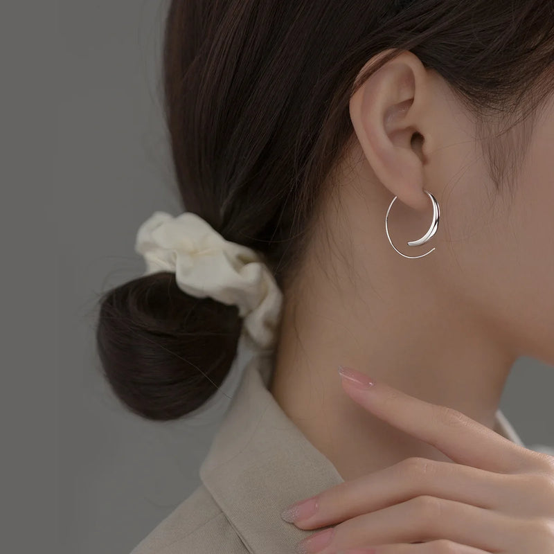925 Sterling Silver Spiral Hoop Earrings Glossy Circle Earring for Women
