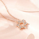 925 Silver Star Pendant Necklace Women Rose Plating Jewelry