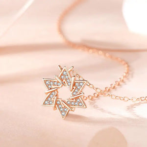 925 Silver Star Pendant Necklace Women Rose Plating Jewelry