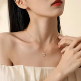 925 Silver Star Pendant Necklace Women Rose Plating Jewelry