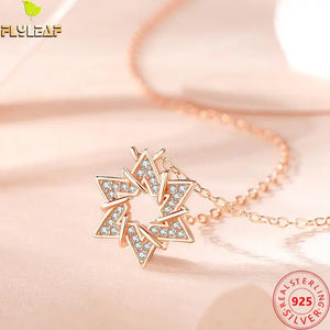 925 Silver Star Pendant Necklace Women Rose Plating Jewelry