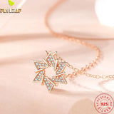 925 Silver Star Pendant Necklace Women Rose Plating Jewelry