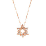 925 Silver Star Pendant Necklace Women Rose Plating Jewelry