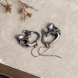 925 Sterling Silver Skull Drop Earrings Retro Punk Style