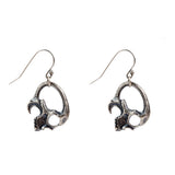 925 Sterling Silver Skull Drop Earrings Retro Punk Style