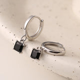 925 Sterling Silver Small Hoop Earrings Circle Hoops Stone Fine Jewelry