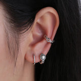 925 Silver Smile Face Hoop Earrings Retro Punk Style Jewelry for Women