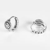 925 Silver Smile Face Hoop Earrings Retro Punk Style Jewelry for Women