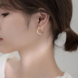 925 Silver Wave Round Charm Hoop Earrings Women S925 Jewelry