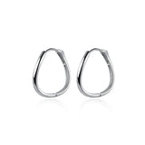 925 Silver Wave Round Charm Hoop Earrings Women S925 Jewelry