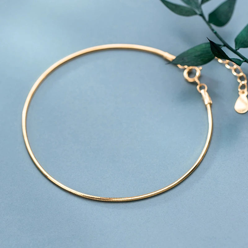 925 Silver Snake Chain Bracelet Classic Thin Bangle