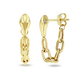 925 Silver Snake Cuban Chain Stud Earrings with CZ Tassel