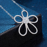 925 Sterling Silver Flower Pendant Necklace Fine Jewelry