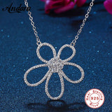 925 Sterling Silver Flower Pendant Necklace Fine Jewelry