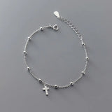 925 Silver Gypsophila Bracelet Cross Star Bead Adjustable