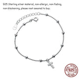 925 Silver Gypsophila Bracelet Cross Star Bead Adjustable