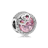 925 Sterling Silver Pink Beads Bracelet Charms for Women