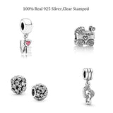925 Silver Heart Pendant Baby Carriage Charm for Bracelets