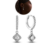 925 Silver Sparkling Wave Heart Hoop Earrings Wedding Party Jewelry Gift