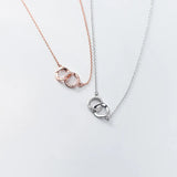 925 Silver Zircon Double Circle Necklace for Women Wedding