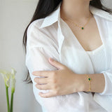 925 Silver Square Emerald Zircon Pendant Necklace 18k Plating Women