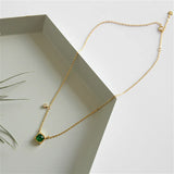 925 Silver Square Emerald Zircon Pendant Necklace 18k Plating Women