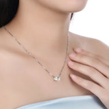 925 Silver Square Pendant Necklace Women Crystals Christmas S925 Jewelry