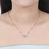 925 Silver Square Pendant Necklace Women Crystals Christmas S925 Jewelry