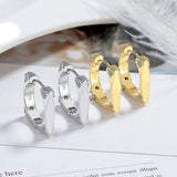925 Silver Square Zircon Hoop Earrings Minimalist Jewelry